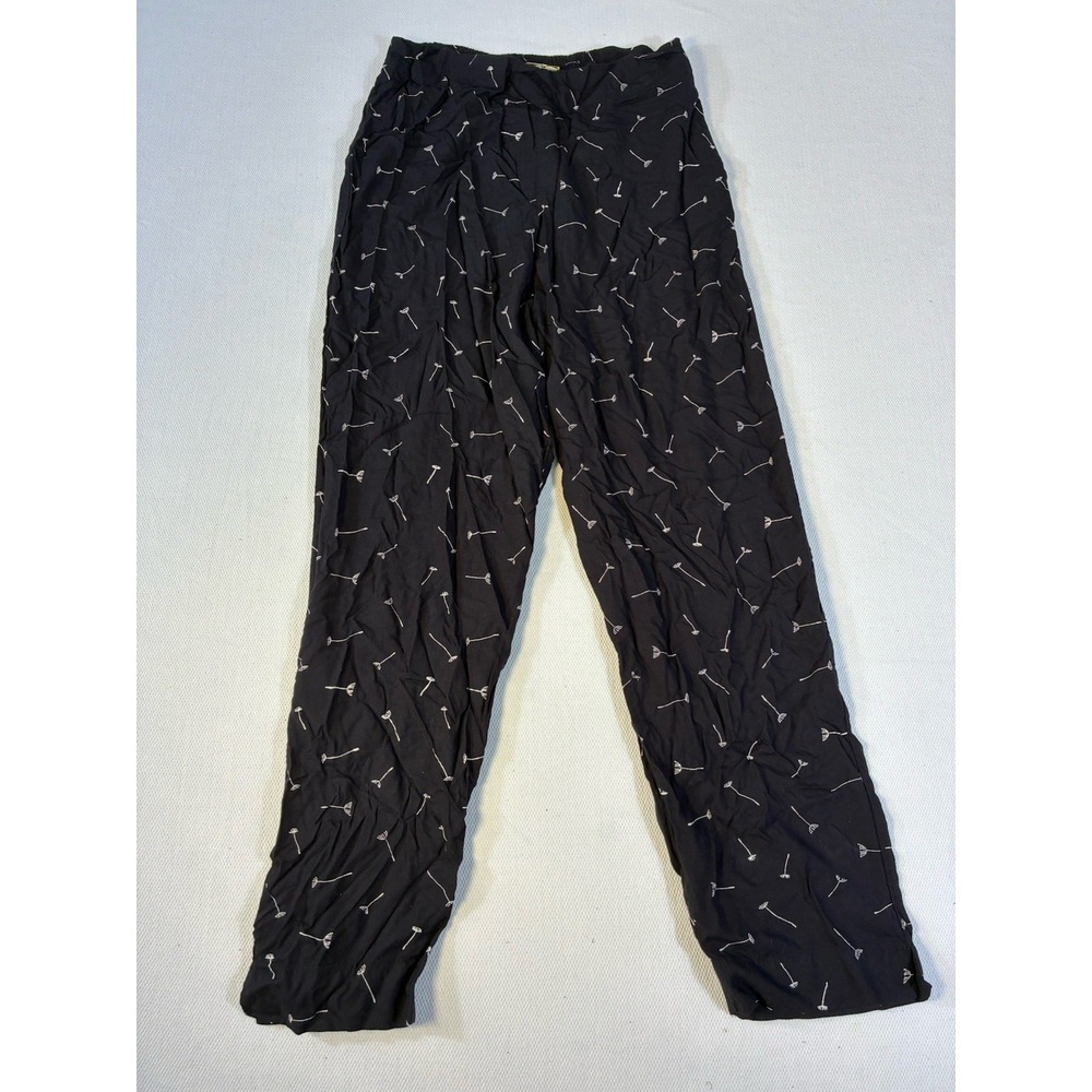 Luci Pants Womens M Black White Floral Dandelion Print Tencel Boho Joggers‎
